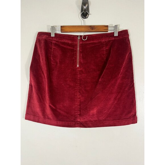 Retro Studded Velvet Mini Skirt 14 Burgundy Y2K Chic Grunge Punk Skater Festive - Picture 5 of 10